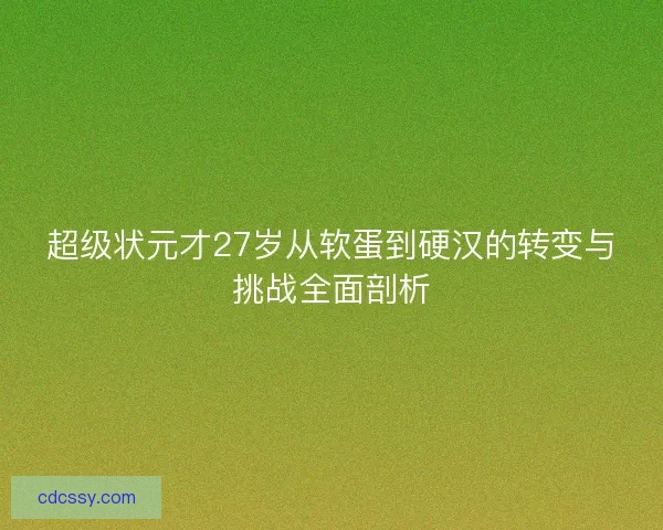 超级状元才27岁从软蛋到硬汉的转变与挑战全面剖析