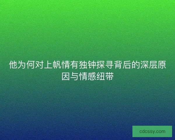 他为何对上帆情有独钟探寻背后的深层原因与情感纽带