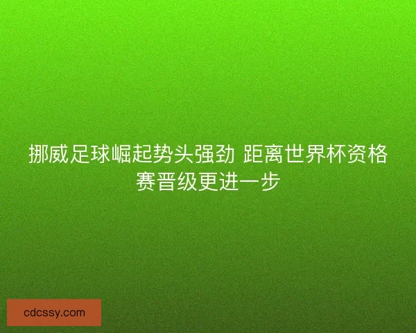 挪威足球崛起势头强劲 距离世界杯资格赛晋级更进一步