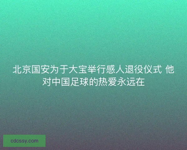 北京国安为于大宝举行感人退役仪式 他对中国足球的热爱永远在