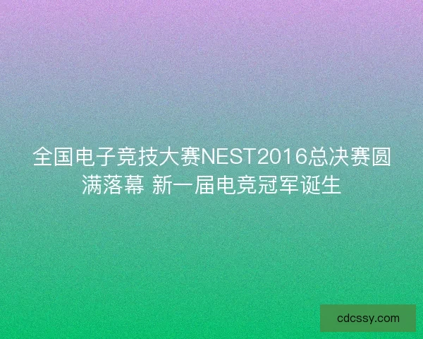 全国电子竞技大赛NEST2016总决赛圆满落幕 新一届电竞冠军诞生