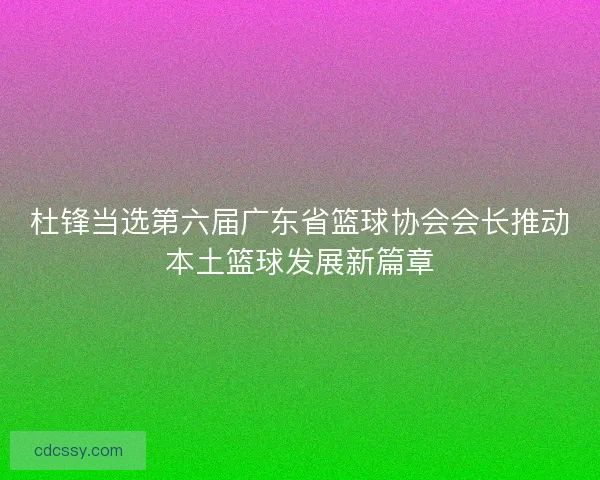 杜锋当选第六届广东省篮球协会会长推动本土篮球发展新篇章