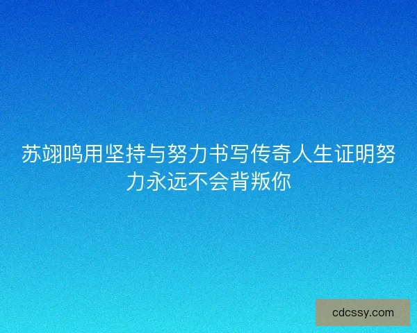 苏翊鸣用坚持与努力书写传奇人生证明努力永远不会背叛你